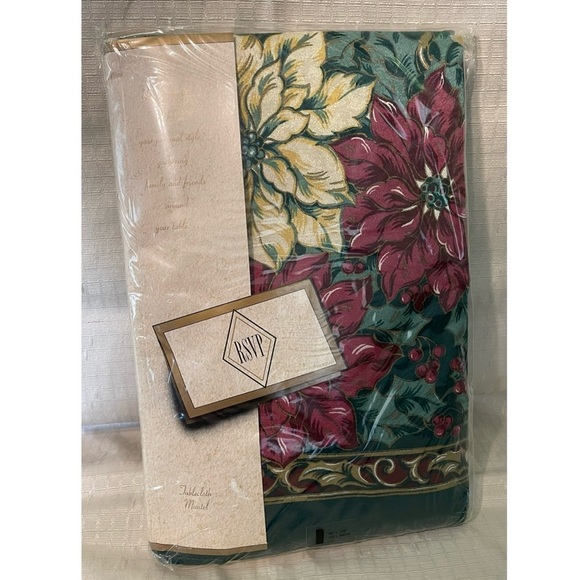 Festive Floral Holiday Tablecloth by Karsten for Terrisol - Picture 1 of 4